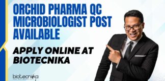 Orchid Pharma QC Microbiologist Post