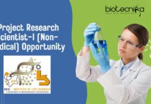 Project Research Scientist-I (Non-medical) Opportunity
