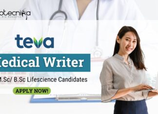 Medical Writer Job at Teva for M.Sc/B.Sc Lifescience candidates