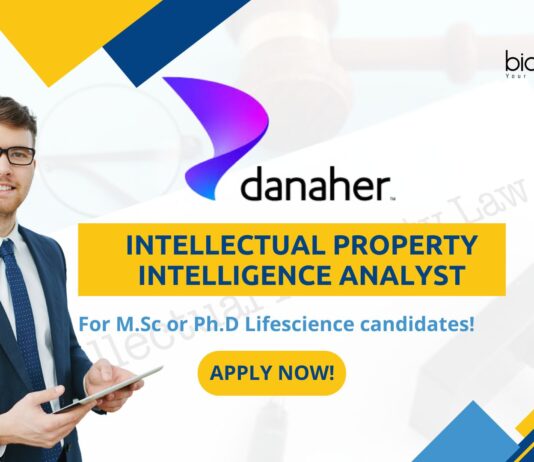 Danaher M.Sc/ PhD Lifescience Job in Intellectual Property!
