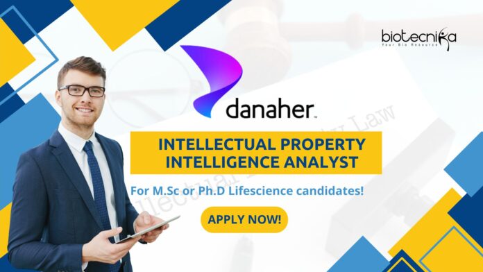 Danaher M.Sc/ PhD Lifescience Job in Intellectual Property!