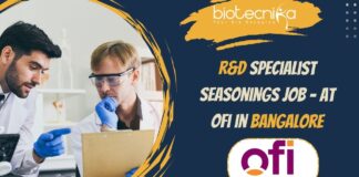 R&D Specialist Seasonings Job - at ofi in Bangalore