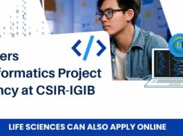 Freshers Bioinformatics Project Vacancy