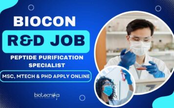 Biocon R&D Peptide Purification Specialist Job