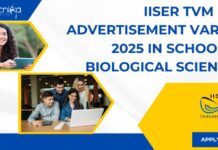 IISER TVM PhD Advertisement Varsha 2025 in School of Biological Sciences – Apply Online IISER TVM PhD 2025