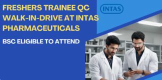 Freshers Trainee QC Walk-In-Drive at Intas