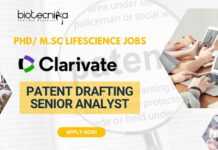 Clarivate PhD/ MSc Life Science Jobs, Apply For Patent Drafting Senior Analyst! Clarivate PhD/ M.Sc Lifescience jobs