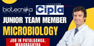 Cipla Junior Team Member – Microbiology Job in Patalganga