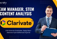 Hybrid Jobs at Clarivate: Team Manager, STEM Content Analysis, Apply Now Clarivate Team Manager, STEM Content Analysis - Life Sciences Graduates Apply Now -(Remote-Hybrid)