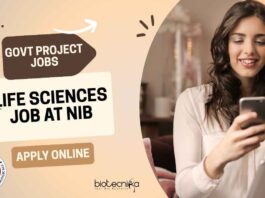 Govt Project Jobs For Life Sciences