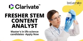 Fresher STEM Content Analyst at Clarivate, Master's in life science candidates -Apply Now