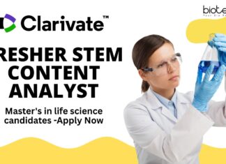Fresher STEM Content Analyst at Clarivate, Master's in life science candidates -Apply Now