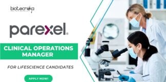Parexel Clinical Operations Manager Job for Lifescience candidates