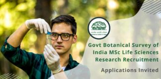 Govt BSI MSc Life Sciences Research Recruitment