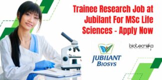 Trainee Research Job at Jubilant