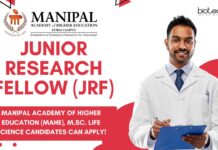 Junior Research Fellow (JRF) at Manipal Academy of Higher Education (MAHE), M.Sc. Life Science candidates can apply!