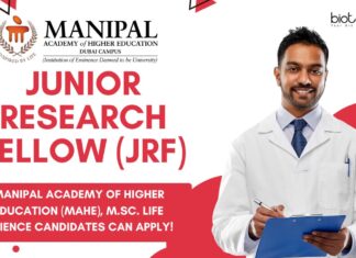 Junior Research Fellow (JRF) at Manipal Academy of Higher Education (MAHE), M.Sc. Life Science candidates can apply!