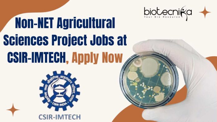Non-NET Agricultural Sciences Project Jobs at CSIR-IMTECH, Apply Now