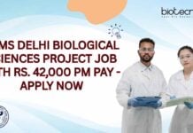 AIIMS Delhi Biological Sciences Project Job