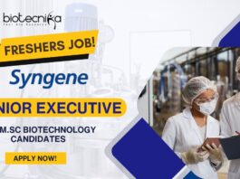 Freshers Job at Syngene for M.Sc Biotechnology - Apply Online!