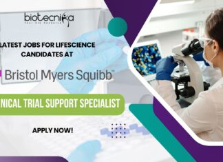 Bristol Myers Squibb as Clinical Trial Support Specialist – Apply Now! BMS Clinical Trial Support Specialist Job Opening, Apply Online