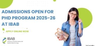 IBAB PhD Program 2025-26 Admissions Open