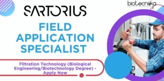 Sartorius - Field Application Specialist - Filtration Technology (Biological EngineeringBiotechnology Degree) - Apply Now