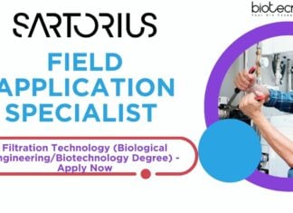 Sartorius - Field Application Specialist - Filtration Technology (Biological EngineeringBiotechnology Degree) - Apply Now