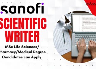 Scientific Writer at Sanofi, MSc Life SciencesPharmacyMedical Degree Candidates can Apply 