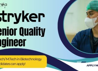 Senior Quality Engineer at Stryker - B.Tech M.Tech in Biotechnology candidates can apply!