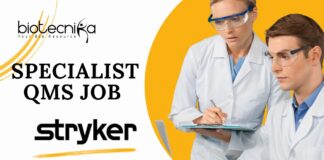 Specialist QMS Job at Stryker – BSC Biotechnology Candidates Apply Now!