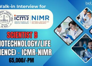 Walk-in Interview for Scientist B (BiotechnologyLife Science) - ICMR-NIMR, 65,000-pm