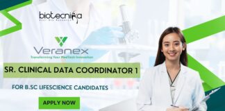 Veranex Clinical Data Coordinator Job for B.Sc Lifescience - Apply!