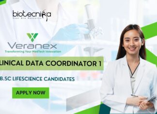 Veranex Clinical Data Coordinator Job for B.Sc Lifescience - Apply!