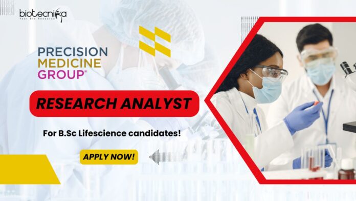 Research Analyst Job at Precision Medicine Grp - B.Sc Lifescience!