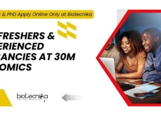 Freshers Vacancies at 30M Genomics