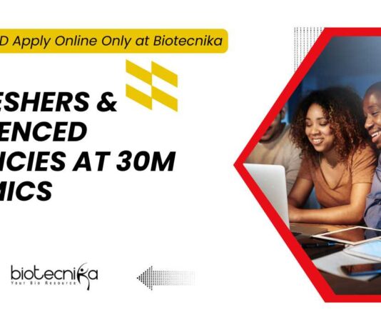 Freshers Vacancies at 30M Genomics