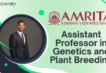 Assistant Professor in Genetics and Plant Breeding at Amrita Vishwa Vidyapeetham, Apply Online!