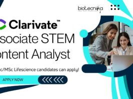Associate STEM Content Analyst at Clarivate, BScMSc Lifescience candidates can apply!