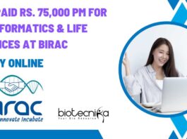 BIRAC Bioinformatics Jobs