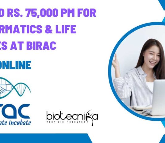 BIRAC Bioinformatics Jobs