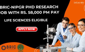 BRIC-NIPGR PhD Research Job With Rs. 58,000 pm Pay - Life Sciences Eligible