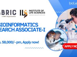 Bioinformatics Research Associate-I at BRIC-ILS, Rs. 58,000- pm, Apply now!