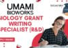 Biology Grant Writing Specialist (R&D) - Umami Bioworks, Apply online!