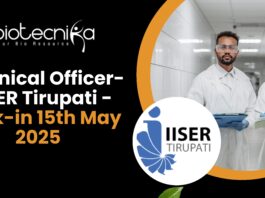Technical Officer-I IISER Tirupati - Walk-in 15th May 2025
