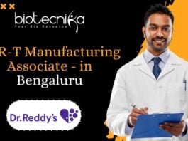 CAR-T Manufacturing Associate - at Dr. Reddy’s in Bengaluru