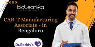 CAR-T Manufacturing Associate - at Dr. Reddy’s in Bengaluru