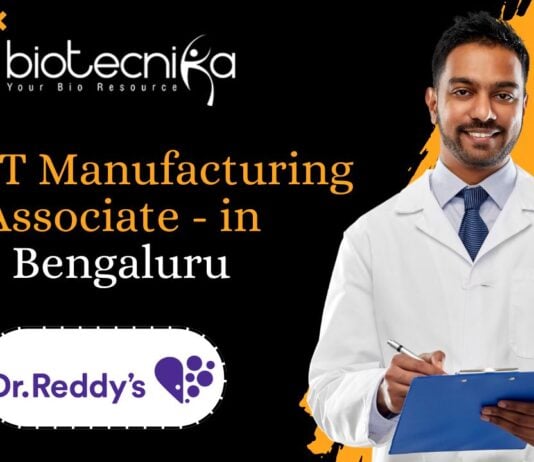CAR-T Manufacturing Associate - at Dr. Reddy’s in Bengaluru