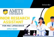 Junior Research Assistant at Amity University for M.Sc Lifescience!