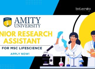 Junior Research Assistant at Amity University for M.Sc Lifescience!